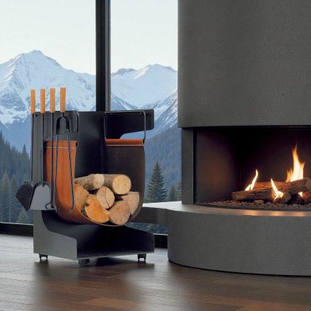 Mbajtëse druri në eko-lëkurë dhe metal me 4 aksesorë Made in Italy - Camel Viadurini