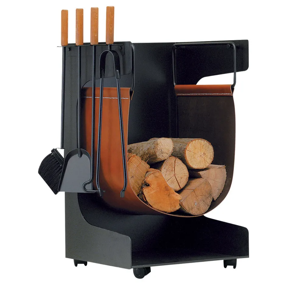 Mbajtëse druri në eko-lëkurë dhe metal me 4 aksesorë Made in Italy - Camel Viadurini