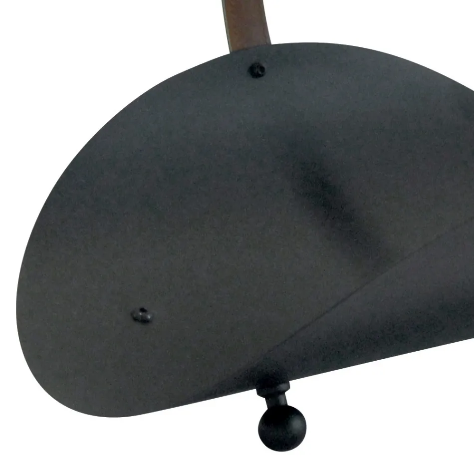 Mbajtëse druri metalike e zezë me dorezë lëkure Prodhuar në Itali - Antilopë Viadurini