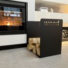 Mbajtës modern i drurit në modelin minimal të çelikut të zi me gdhendje - Altano Viadurini