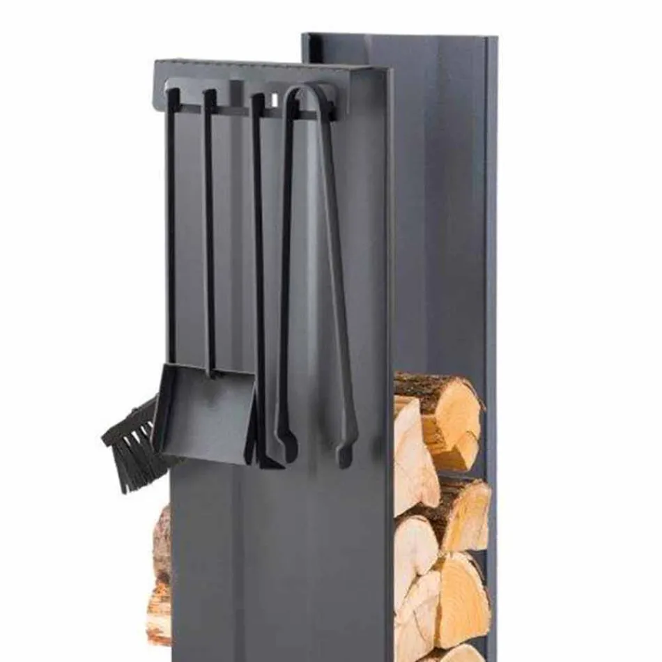 Dizajnoni Mbajtësin e druve të zjarrit me 4 Vegla të Brendshme Prodhuar në Itali - Xhenet Viadurini