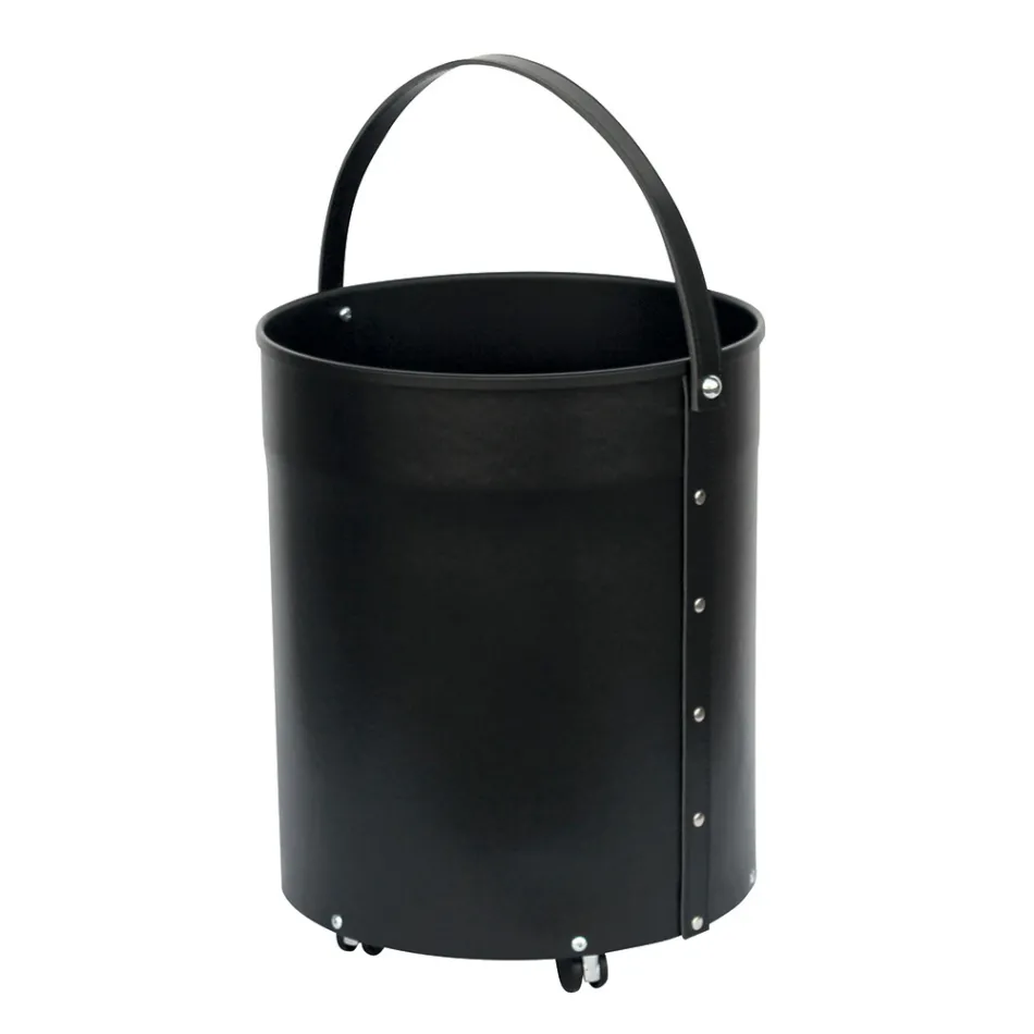 Mbajtëse trungje e rrumbullakët në lëkurë eko me rrota Made in Italy - Kameleon Viadurini