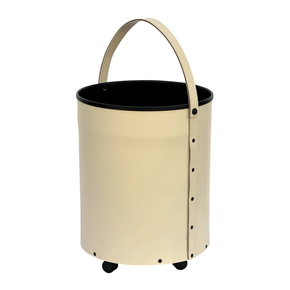 Mbajtëse trungje e rrumbullakët në lëkurë eko me rrota Made in Italy - Kameleon Viadurini