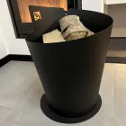 Mbajtës i rrumbullakët i drurit për brendësi në çelik të zi Dizajn modern Italian - Favonio Viadurini