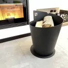 Mbajtës i rrumbullakët i drurit për brendësi në çelik të zi Dizajn modern Italian - Favonio Viadurini