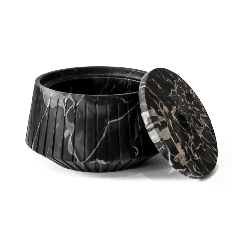 Mbajtëse magazinimi me shirita me mermer Carrara e bardhë ose e zezë Portoro - Kajro Viadurini