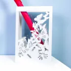 Qëndrim ombrellë prej druri të bardhë me dizajn modern të dekoruar me fluturat - Papilio Viadurini