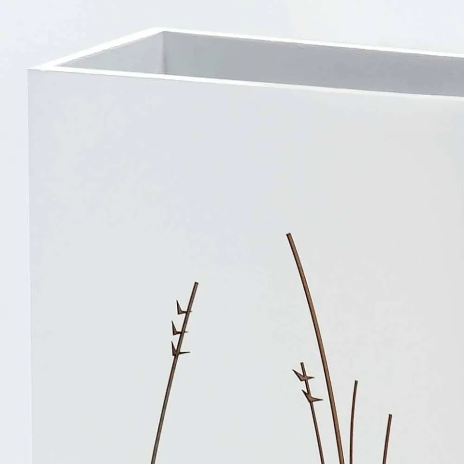 Qëndroni ombrellën e bardhë në dru të dekoruar Drejtkëndëshe moderne me dizajn - filigran Viadurini