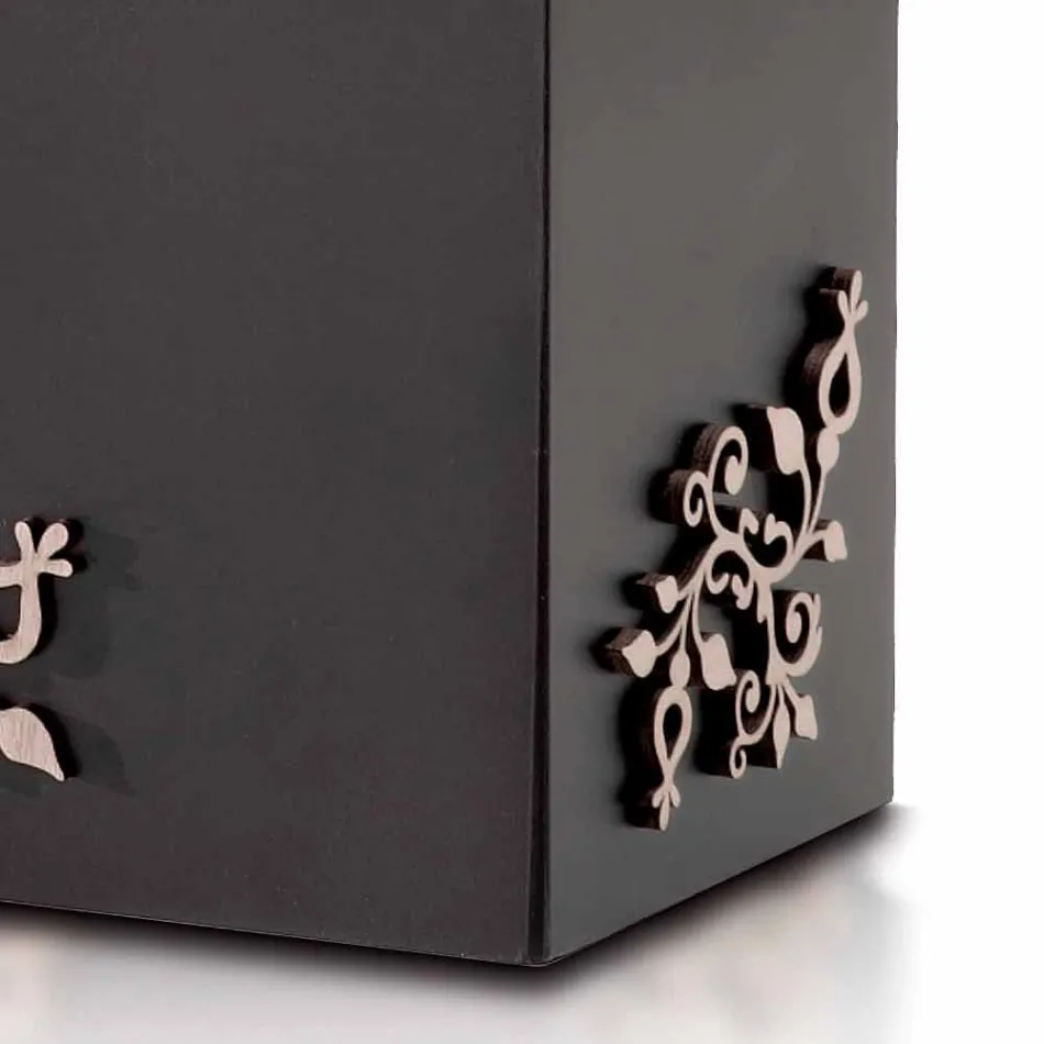 Qëndroni ombrellë me një model drejtkëndëshe moderne elegant në dru të dekoruar - Dekoro Viadurini