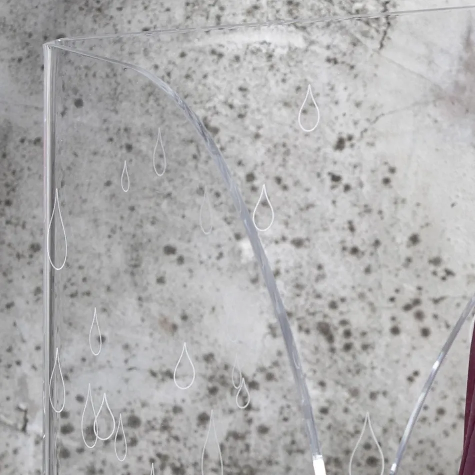 Qëndrim ombrellë në kristal akrilik transparent të dekoruar me lazer - Versio Viadurini