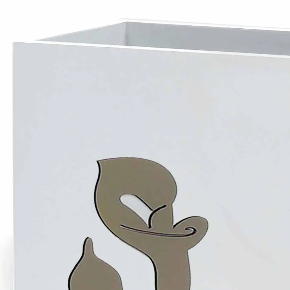 Qëndroni ombrellë druri të bardhë Qëndrim Dizajn Modern me Dekorime Lules - Caracalla Viadurini