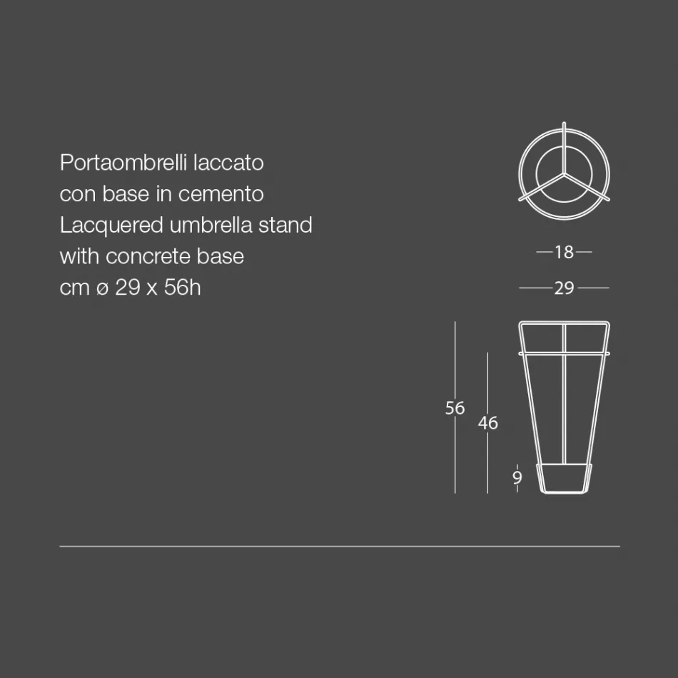 Qëndrim ombrellë në metal me ngjyrë dhe beton të dizajnit modern italian - Rachid Viadurini