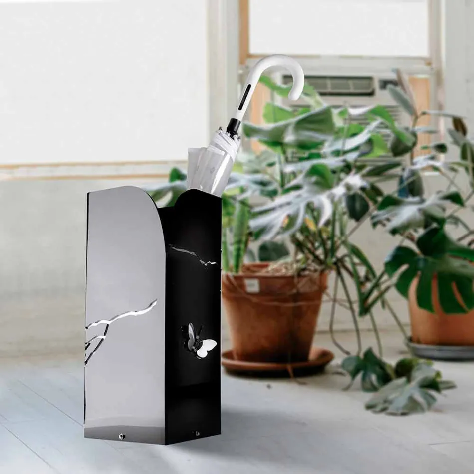 Mbështetëse e Ombrellës së Zezë Plexiglas me Gdhendje dhe Dekorime 3D, Dizajn Modern - Farfo Viadurini