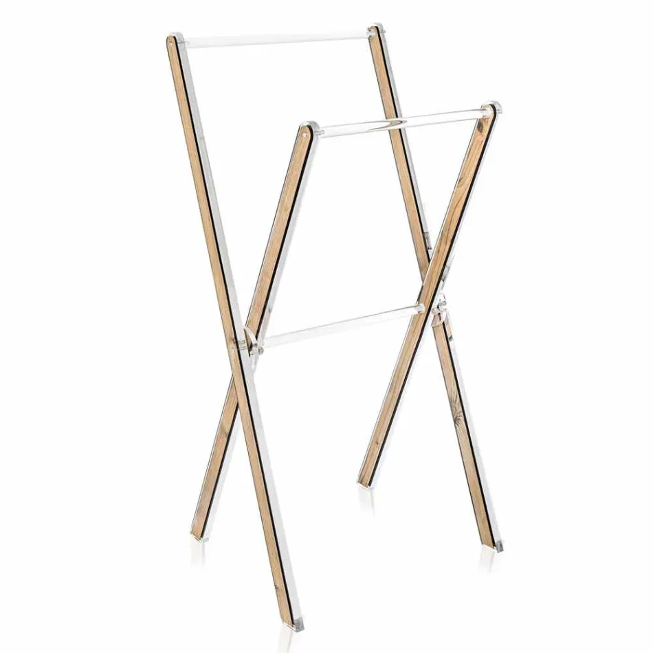 Dizenjoni raftin e peshqirëve në dysheme në pleksiglas transparente ose me dru - Stendio Viadurini