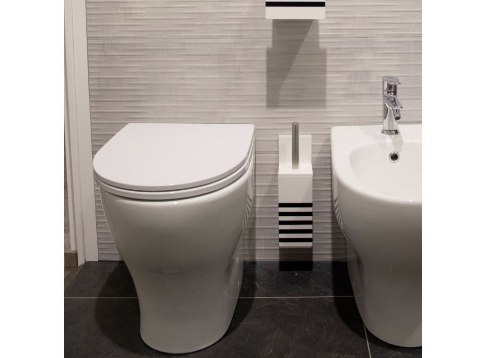 Mbajtëse e furçave të tualetit në Korian të Bardhë ose me Futje të Zezë Prodhuar në Itali - Elono Viadurini