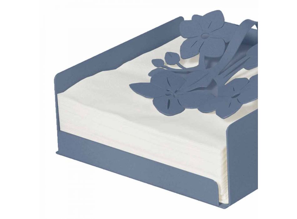 Mbajtësi modern i pecetave me lule të ulëta në hekur blu, të bardhë ose baltë - Marken Viadurini