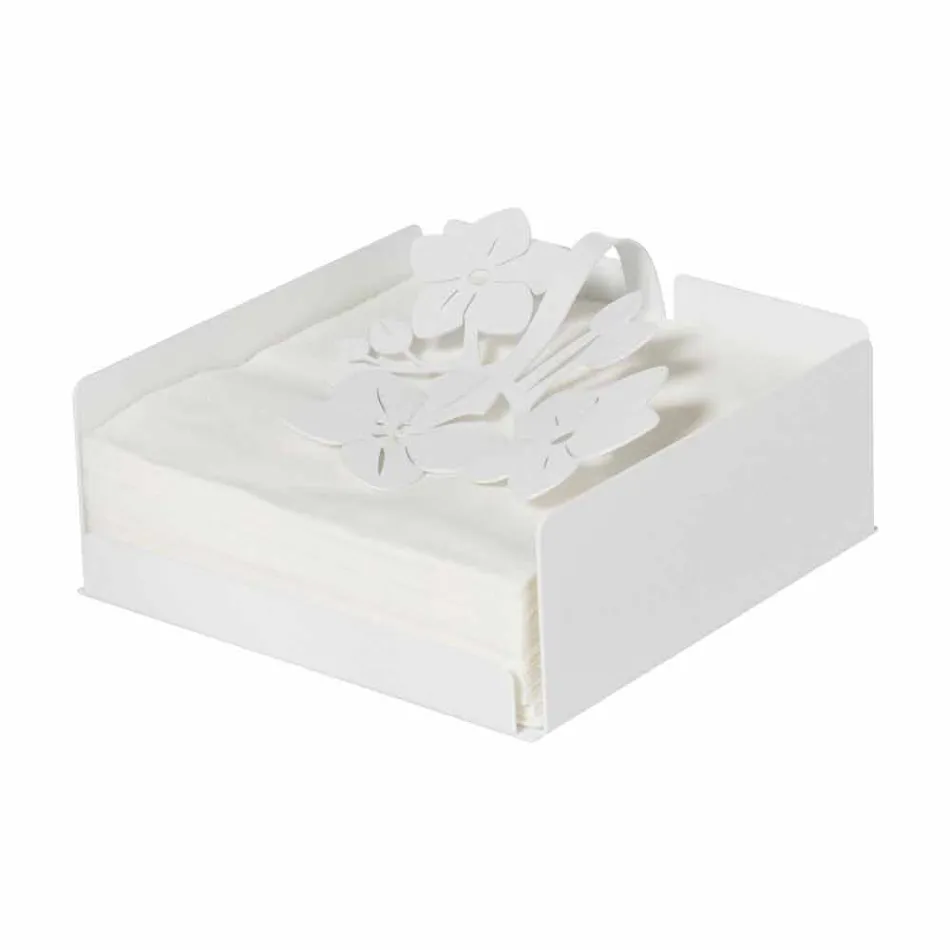 Mbajtësi modern i pecetave me lule të ulëta në hekur blu, të bardhë ose baltë - Marken Viadurini