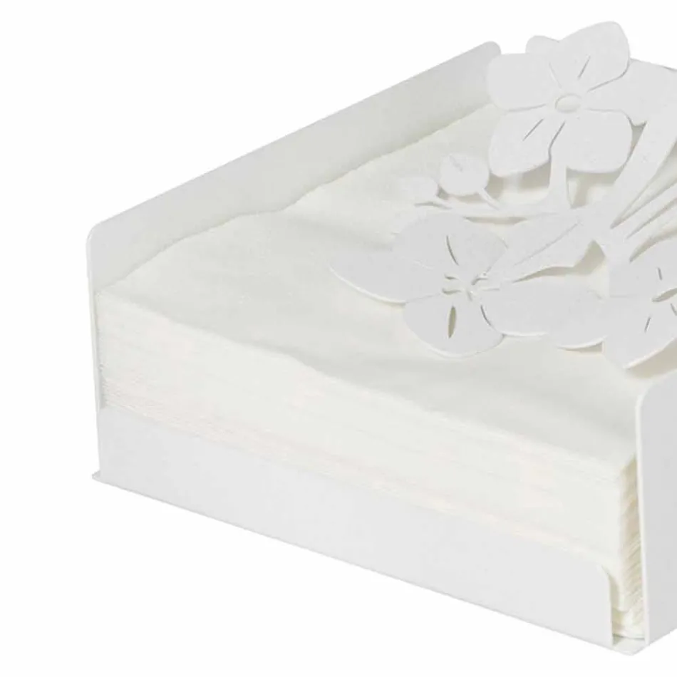 Mbajtësi modern i pecetave me lule të ulëta në hekur blu, të bardhë ose baltë - Marken Viadurini