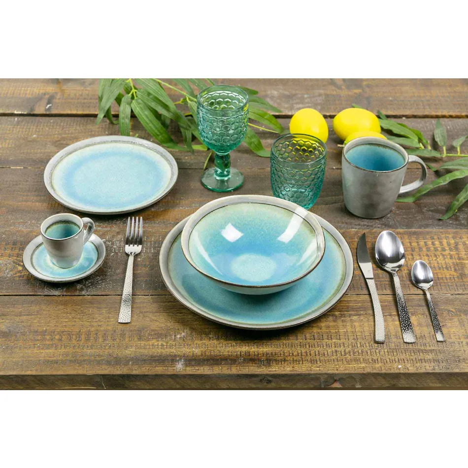 Dizenjoni takëm prej 24 copash të vendosura në çelik me efekt breshkash - Shkëmb Viadurini