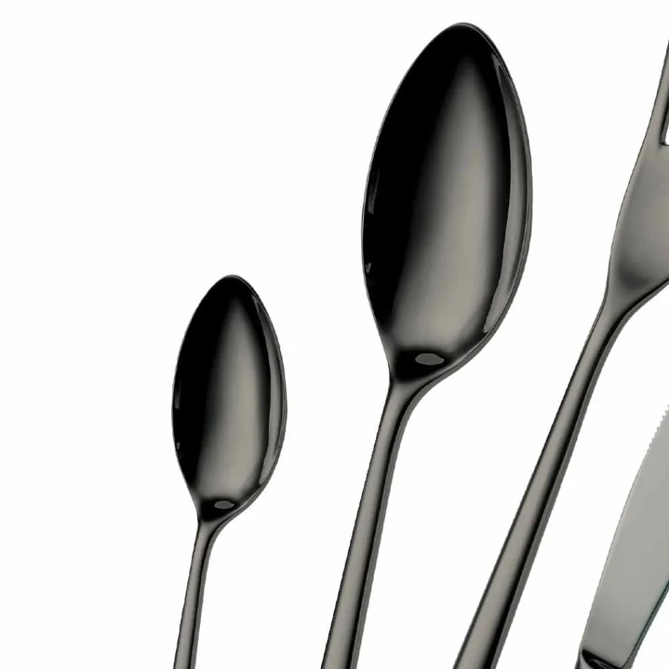 Takëm Takëm prej çeliku inox me lustër lustruar ose rërë-copë 24 copë - Lapis Viadurini