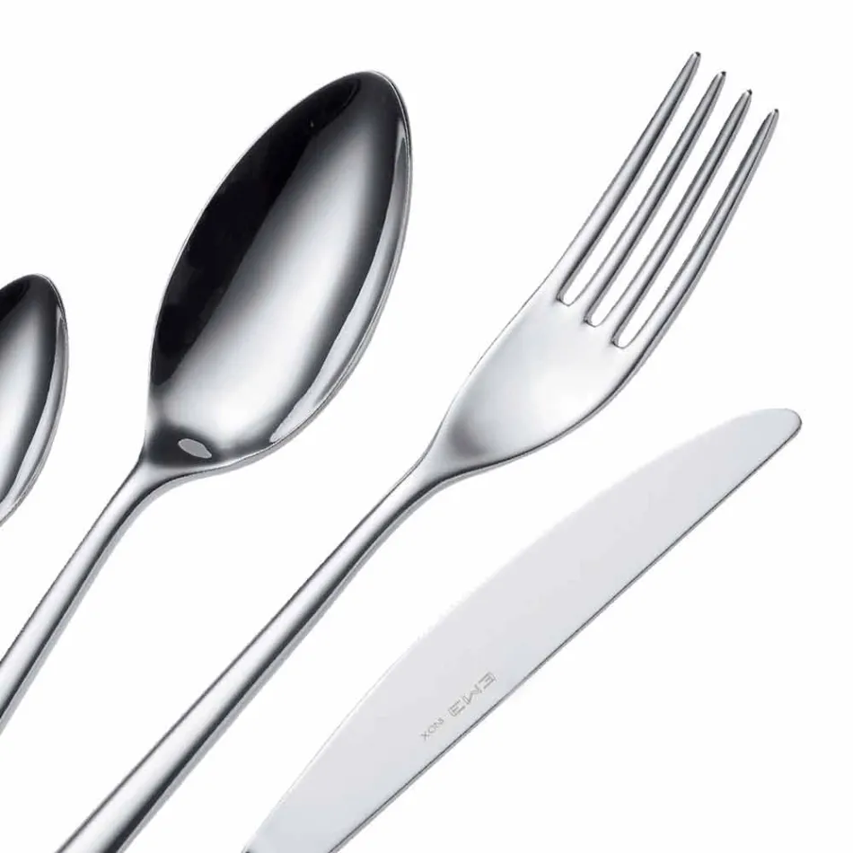 Takëm Takëm prej çeliku inox me lustër lustruar ose rërë-copë 24 copë - Lapis Viadurini