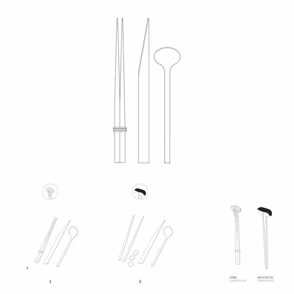 Takëm prej çeliku inox me shkopinj italianë për luksoze - Carronde Viadurini