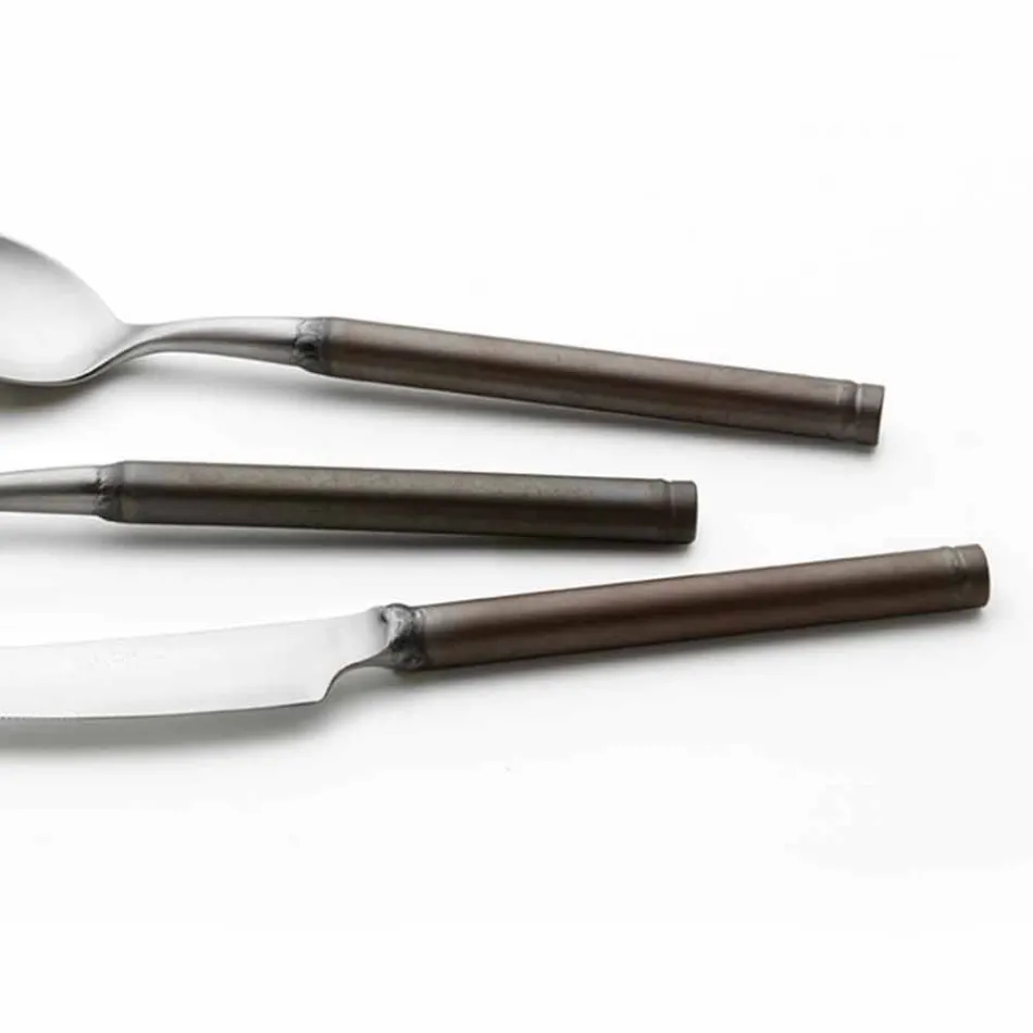 Takëm prej çeliku Saten 24 Copë Projektim Artizanal Italian - Damerino Viadurini