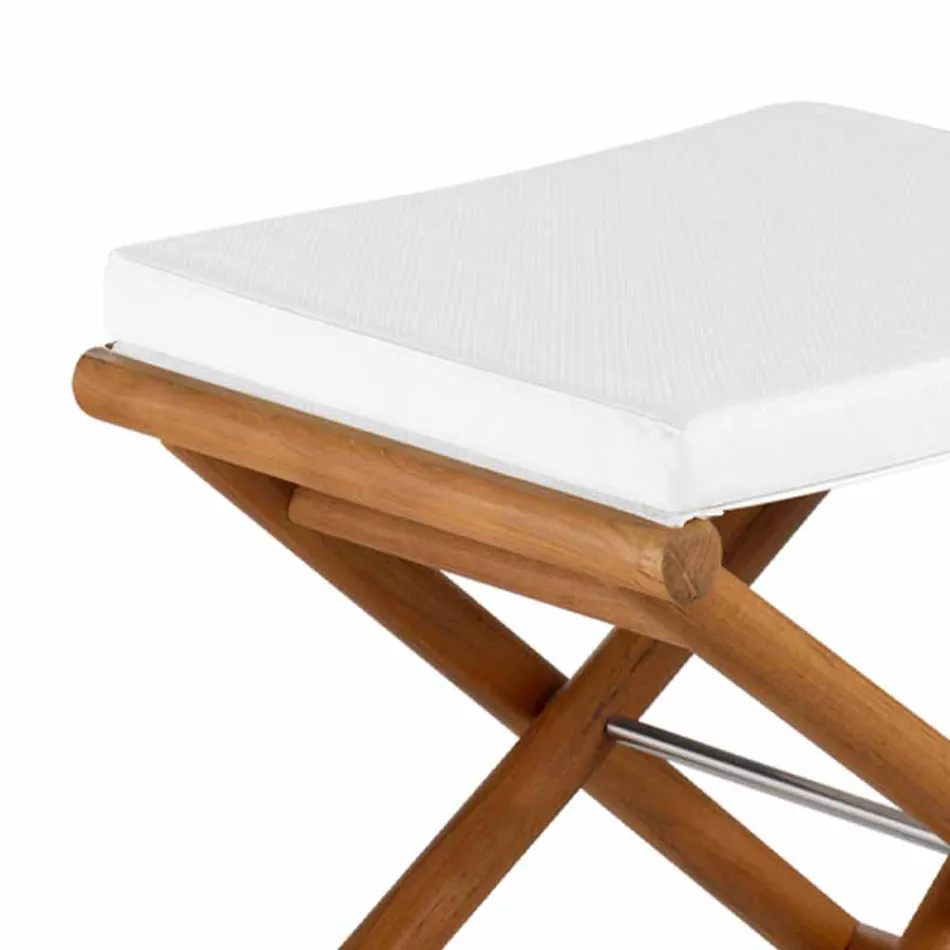 Pouf në natyrë me dru dhe jastëk mat natyror ose të zi, prodhuar në Itali - Suzana Viadurini