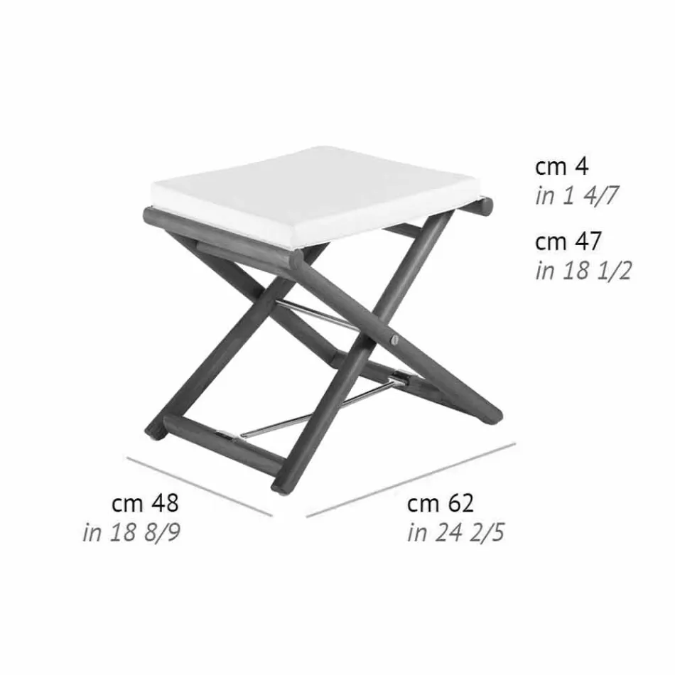 Pouf në natyrë me dru dhe jastëk mat natyror ose të zi, prodhuar në Itali - Suzana Viadurini