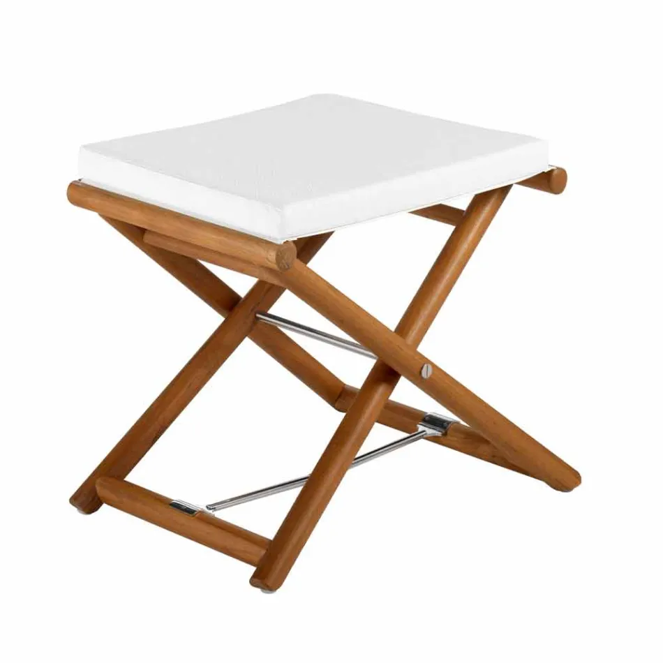 Pouf në natyrë me dru dhe jastëk mat natyror ose të zi, prodhuar në Itali - Suzana Viadurini