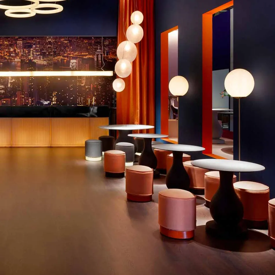 Pouf për ambiente të jashtme, në polietileni dhe pëlhurë ose lëkure - Mara Slide Viadurini