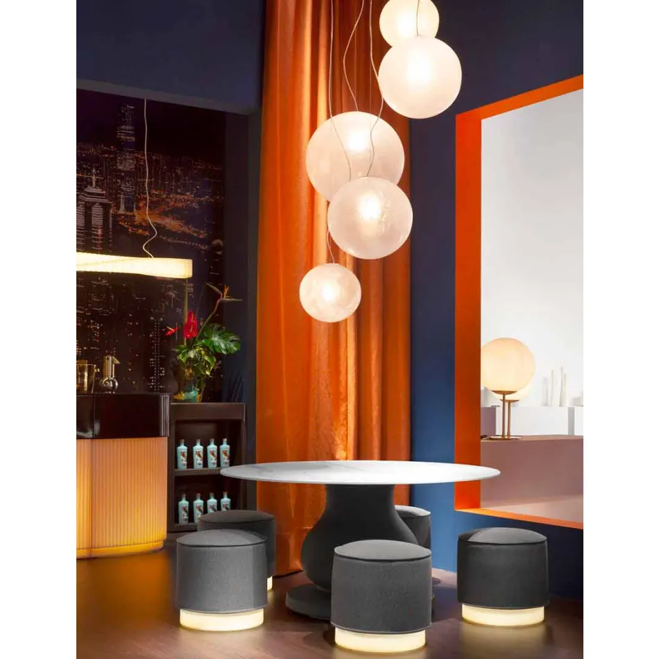 Pouf për ambiente të jashtme, në polietileni dhe pëlhurë ose lëkure - Mara Slide Viadurini