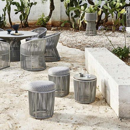 Garden Pouf me alumin dhe shportë thurje - Tibidabo nga Varaschin Viadurini