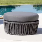 Garden Pouf në jastëk çeliku dhe litar i përfshirë Made in Italy - Bronn Viadurini
