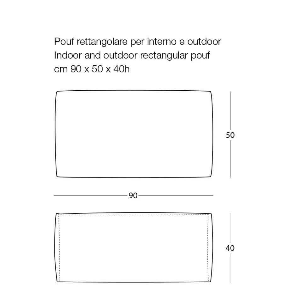 Puf i butë drejtkëndor osman për përdorim të brendshëm dhe të jashtëm në pëlhurë - Naemi Viadurini
