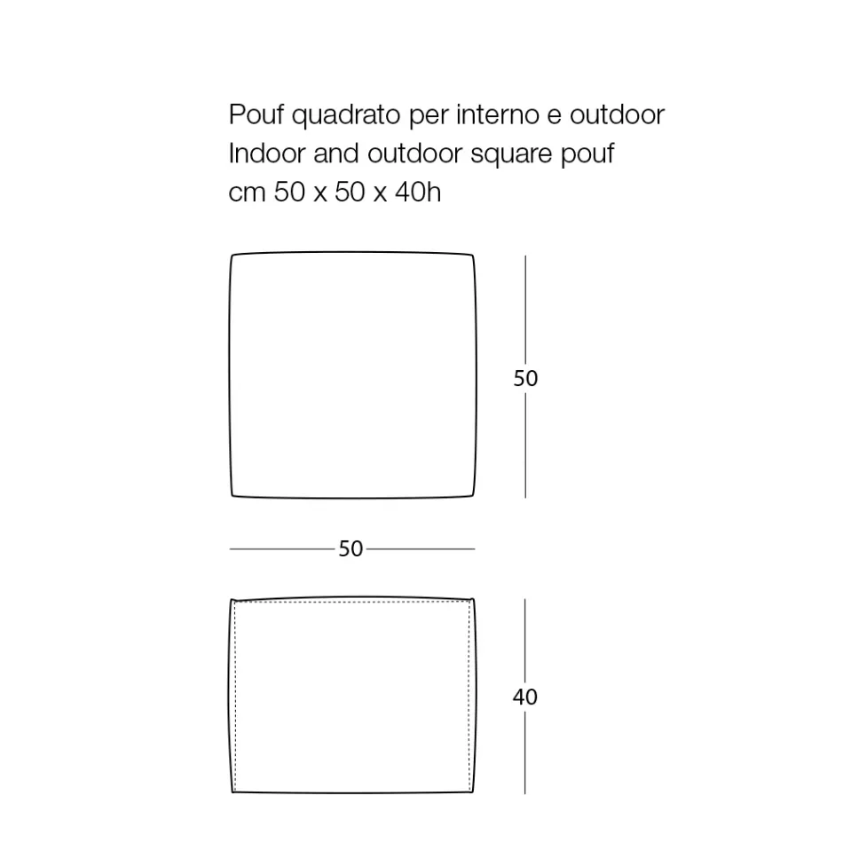 Puf i butë katror për përdorim të brendshëm dhe të jashtëm në pëlhurë me ngjyra të ndryshme - Naemi Viadurini