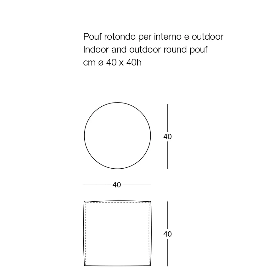 Puf i butë i rrumbullakët për dhomë të brendshme ose të jashtme në pëlhurë me ngjyra - Naemi Viadurini