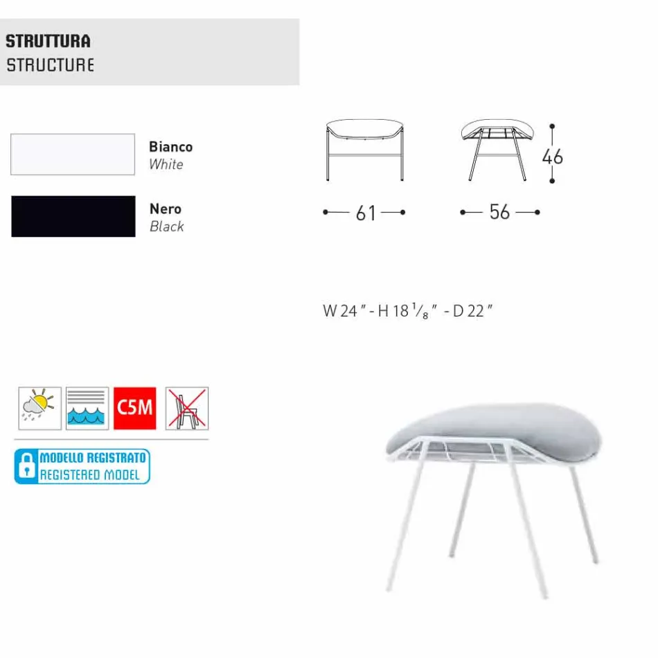 Varaschin Pupë / stivë këmbësh në natyrë në pëlhurë dhe çelik Viadurini