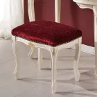 Puf i stilit klasik në dru dhe pëlhurë arre Prodhuar në Itali - Luks Viadurini