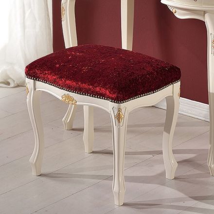 Puf i stilit klasik në dru dhe pëlhurë arre Prodhuar në Itali - Luks Viadurini