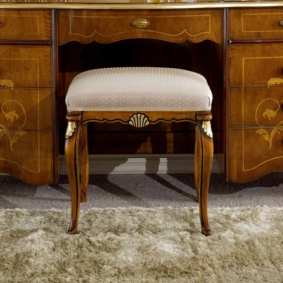 Puf i stilit klasik në dru i mbuluar me pëlhurë Prodhuar në Itali - Cambrige Viadurini