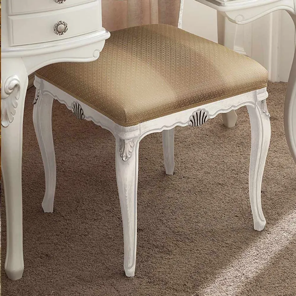 Puf i stilit klasik në dru i mbuluar me pëlhurë Prodhuar në Itali - Cambrige Viadurini