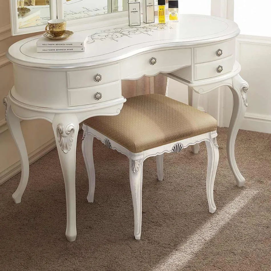 Puf i stilit klasik në dru i mbuluar me pëlhurë Prodhuar në Itali - Cambrige Viadurini