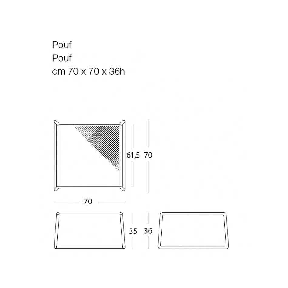 Tavolinë kafeje pouf për dizajnin e kopshtit në metal me ngjyrë Prodhuar në Itali - Karol Viadurini