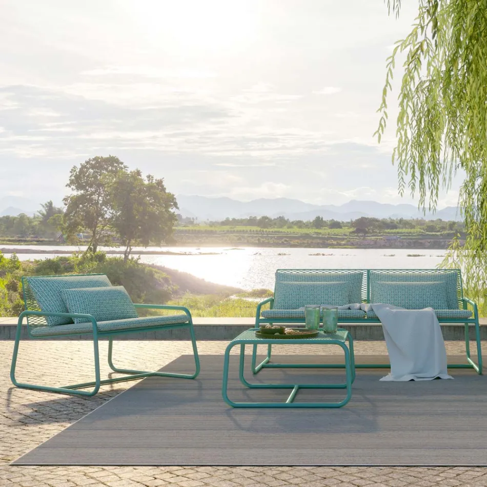 Tavolinë kafeje pouf për dizajnin e kopshtit në metal me ngjyrë Prodhuar në Itali - Karol Viadurini