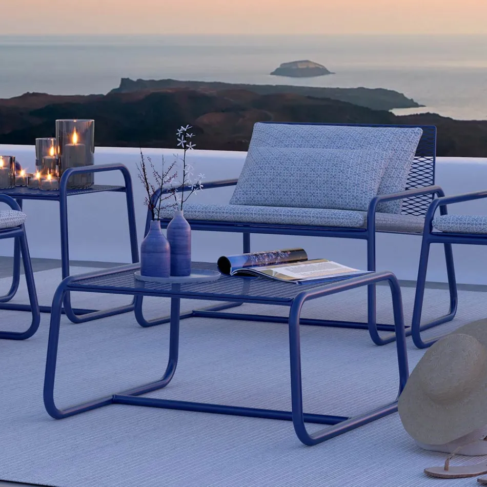 Tavolinë kafeje pouf për dizajnin e kopshtit në metal me ngjyrë Prodhuar në Itali - Karol Viadurini