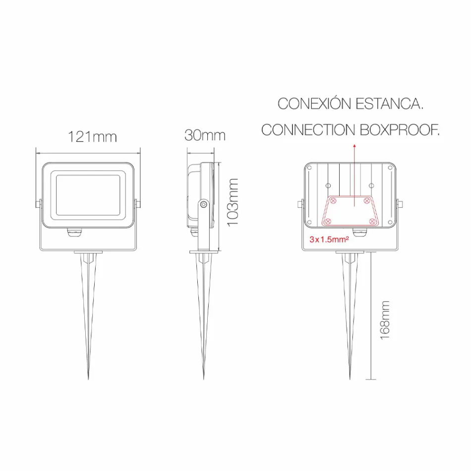 Projektor 4 Copë Corten Alumini Outdoor Led Spotlight - Blu e çelur Viadurini