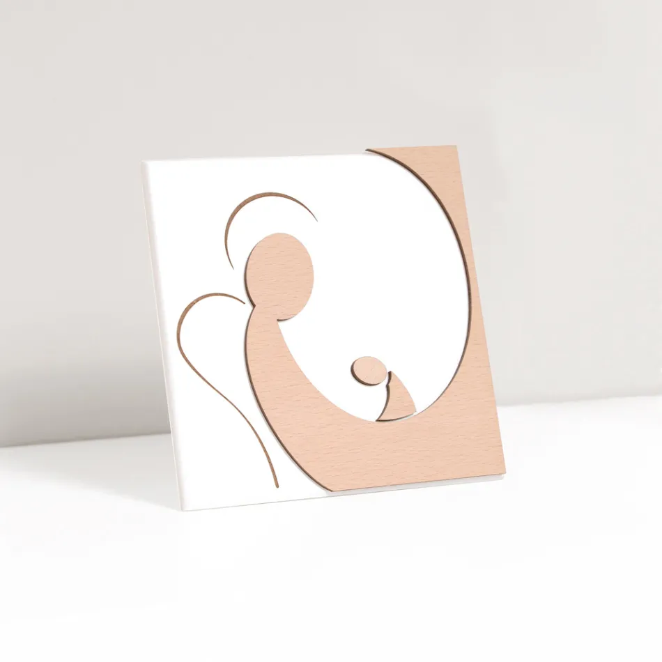 Foto e vogël që përshkruan Engjëllin e Nënës të gdhendur me lazer Prodhuar në Itali - Augustina Viadurini