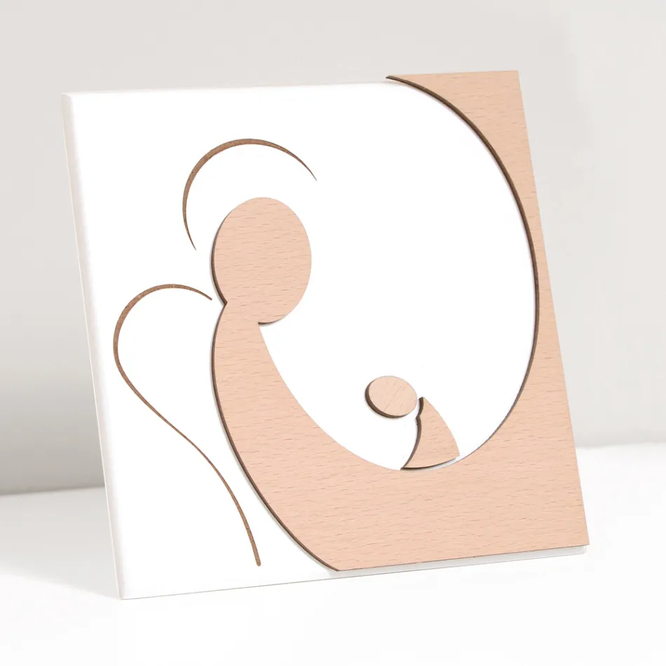 Foto e vogël që përshkruan Engjëllin e Nënës të gdhendur me lazer Prodhuar në Itali - Augustina Viadurini