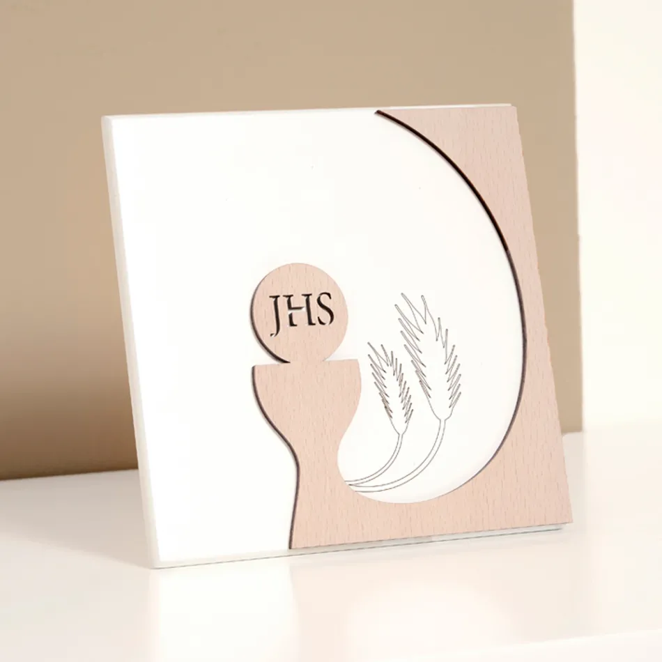 Foto e vogël që përshkruan Eukaristinë e gdhendur me lazer Made in Italy - Ingrid Viadurini